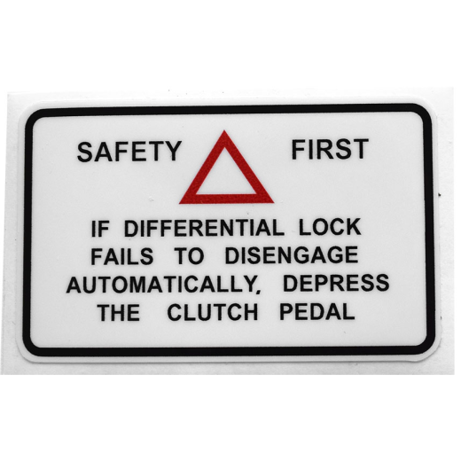 Decal 100 Safety Ref Differential Lock