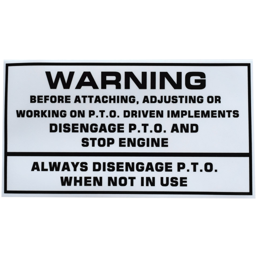 Decal Main PTO Warning Type