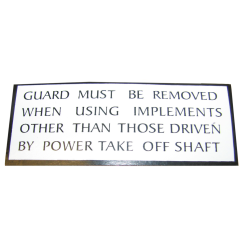 Decal 100 Warning ref PTO Guard