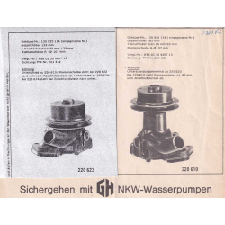 Wasserpumpe im Austausch f&uuml;r Hanomag Borgward D301 E2 Motor Ref. Nr: 130920713