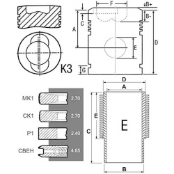 Piston/cylinder liner set (per cylinder liner), ring carrier Piston, Piston 102 mm &Oslash;